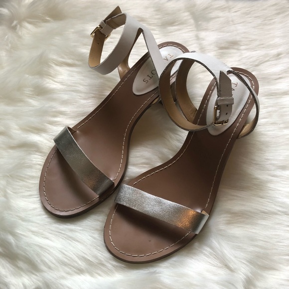 TALBOTS White and Silver Sandals with Block Heel - Picture 2 of 6